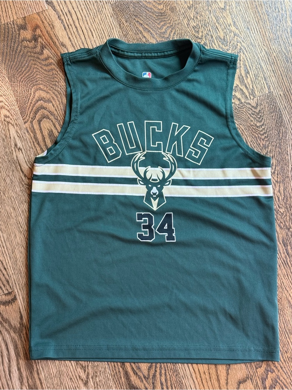 NBA Bucks Youth Sleeveless Tee with Gold Accents - #34